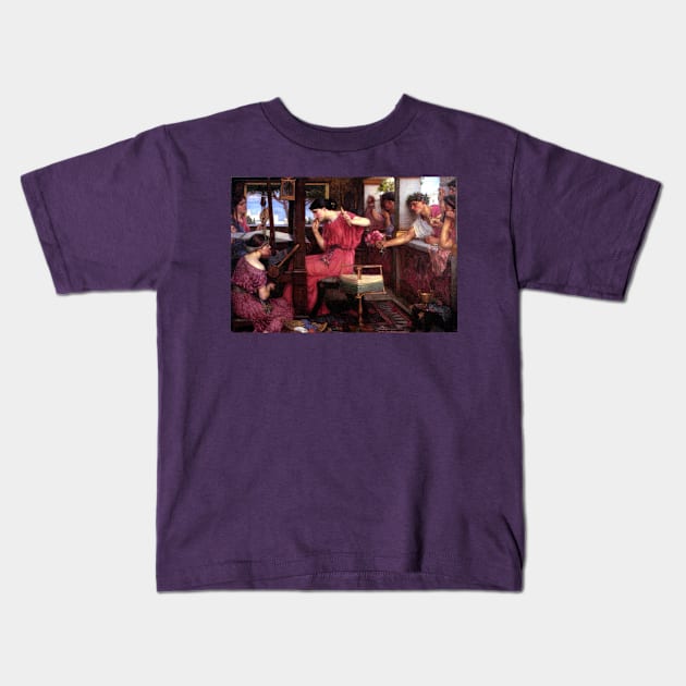 Penelope and her Suitors - John WIlliam Waterhouse Kids T-Shirt by forgottenbeauty